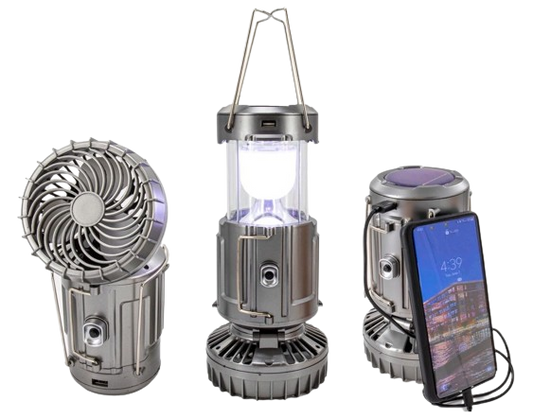 Luz de emergencia, ventilador y cargador